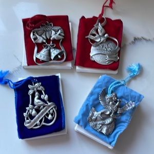 Set of 4 Avon Pewter Ornaments
